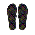 Psychedelic Sea Turtle Pattern Print Flip Flops