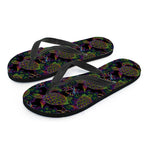 Psychedelic Sea Turtle Pattern Print Flip Flops