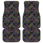 Psychedelic Sea Turtle Pattern Print Front and Back Car Floor Mats