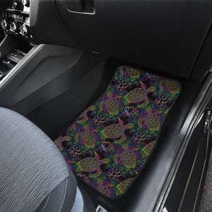 Psychedelic Sea Turtle Pattern Print Front and Back Car Floor Mats