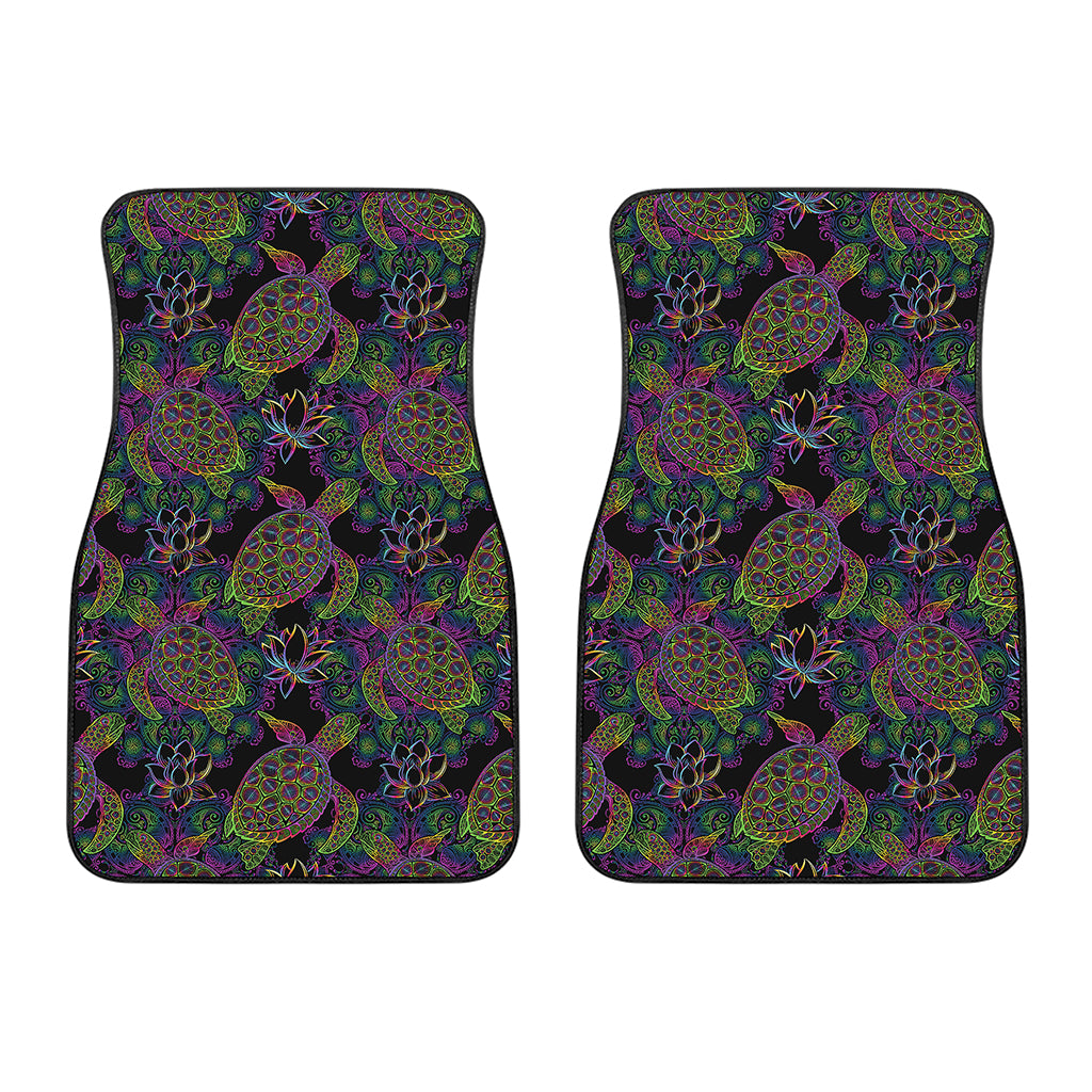 Psychedelic Sea Turtle Pattern Print Front Car Floor Mats