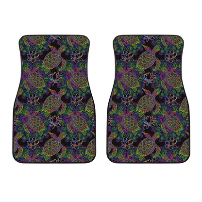 Psychedelic Sea Turtle Pattern Print Front Car Floor Mats