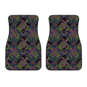 Psychedelic Sea Turtle Pattern Print Front Car Floor Mats