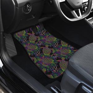 Psychedelic Sea Turtle Pattern Print Front Car Floor Mats