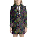 Psychedelic Sea Turtle Pattern Print Pullover Hoodie Dress