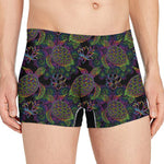 Psychedelic Sea Turtle Pattern Print Men's Boxer Briefs