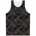 Psychedelic Sea Turtle Pattern Print Men's Tank Top