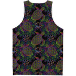 Psychedelic Sea Turtle Pattern Print Men's Tank Top