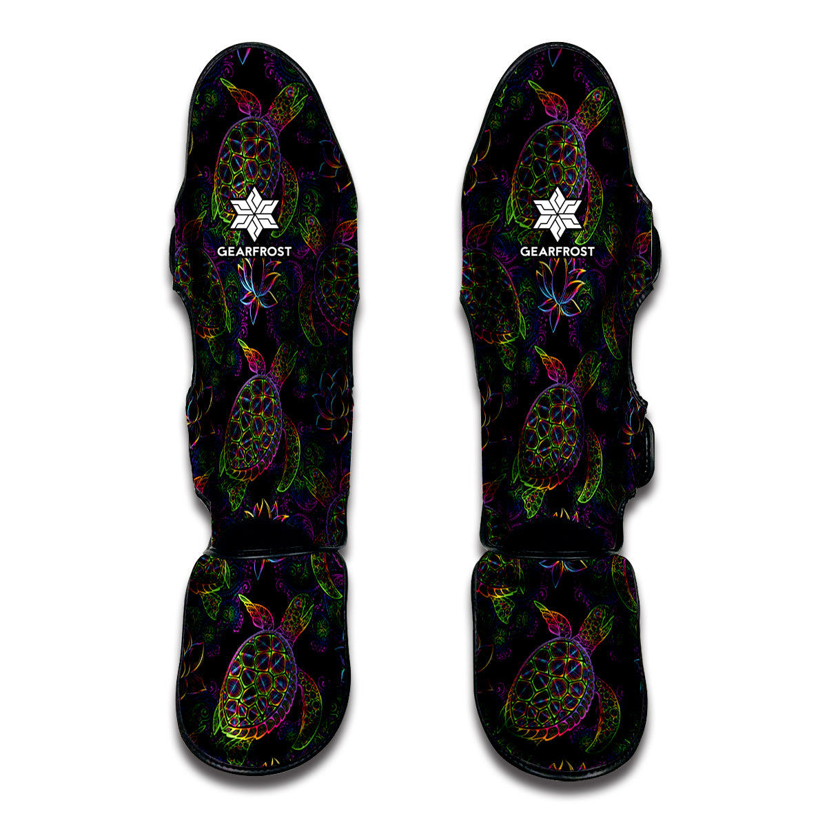 Psychedelic Sea Turtle Pattern Print Muay Thai Shin Guard