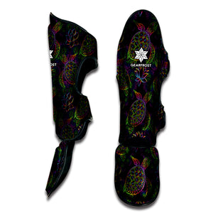 Psychedelic Sea Turtle Pattern Print Muay Thai Shin Guard