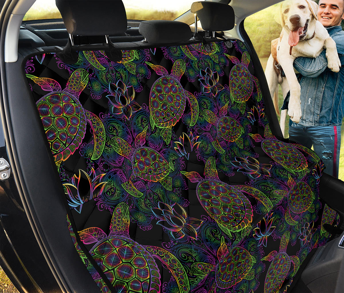 Psychedelic Sea Turtle Pattern Print Pet Car Back Seat Cover