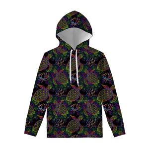 Psychedelic Sea Turtle Pattern Print Pullover Hoodie