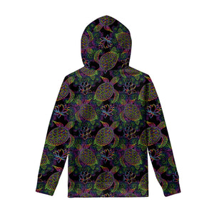 Psychedelic Sea Turtle Pattern Print Pullover Hoodie