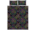 Psychedelic Sea Turtle Pattern Print Quilt Bed Set
