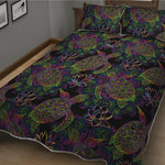 Psychedelic Sea Turtle Pattern Print Quilt Bed Set