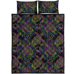 Psychedelic Sea Turtle Pattern Print Quilt Bed Set