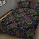 Psychedelic Sea Turtle Pattern Print Quilt Bed Set