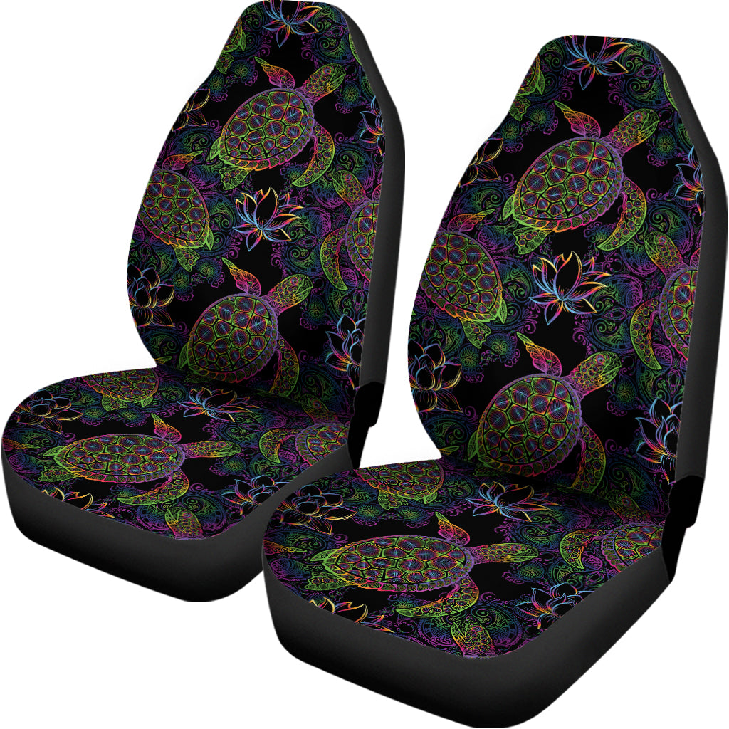 Psychedelic Sea Turtle Pattern Print Universal Fit Car Seat Covers