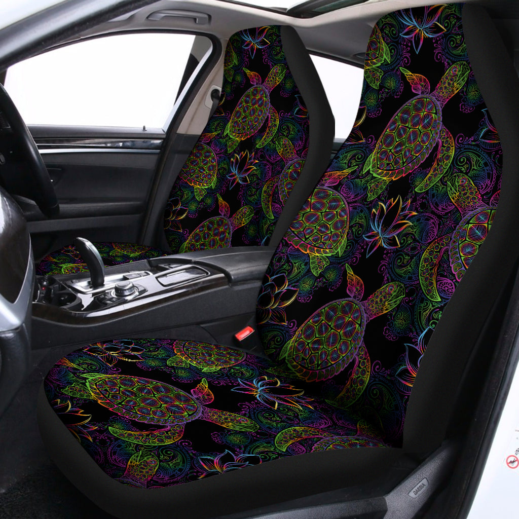 Psychedelic Sea Turtle Pattern Print Universal Fit Car Seat Covers