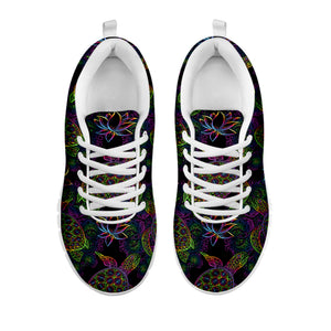 Psychedelic Sea Turtle Pattern Print White Sneakers