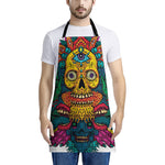 Psychedelic Skull Print Apron