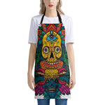 Psychedelic Skull Print Apron