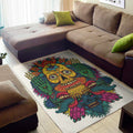 Psychedelic Skull Print Floor Mat