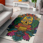 Psychedelic Skull Print Area Rug