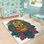 Psychedelic Skull Print Area Rug