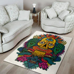 Psychedelic Skull Print Area Rug