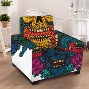 Psychedelic Skull Print Armchair Slipcover