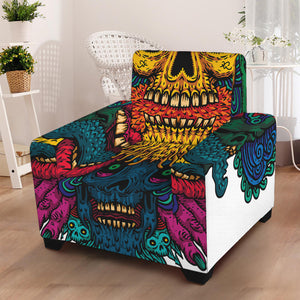 Psychedelic Skull Print Armchair Slipcover