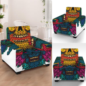 Psychedelic Skull Print Armchair Slipcover