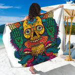 Psychedelic Skull Print Beach Sarong Wrap