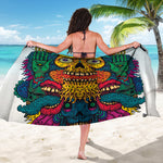 Psychedelic Skull Print Beach Sarong Wrap