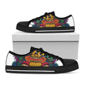 Psychedelic Skull Print Black Low Top Sneakers