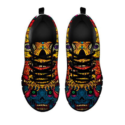Psychedelic Skull Print Black Sneakers