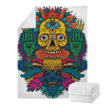 Psychedelic Skull Print Blanket