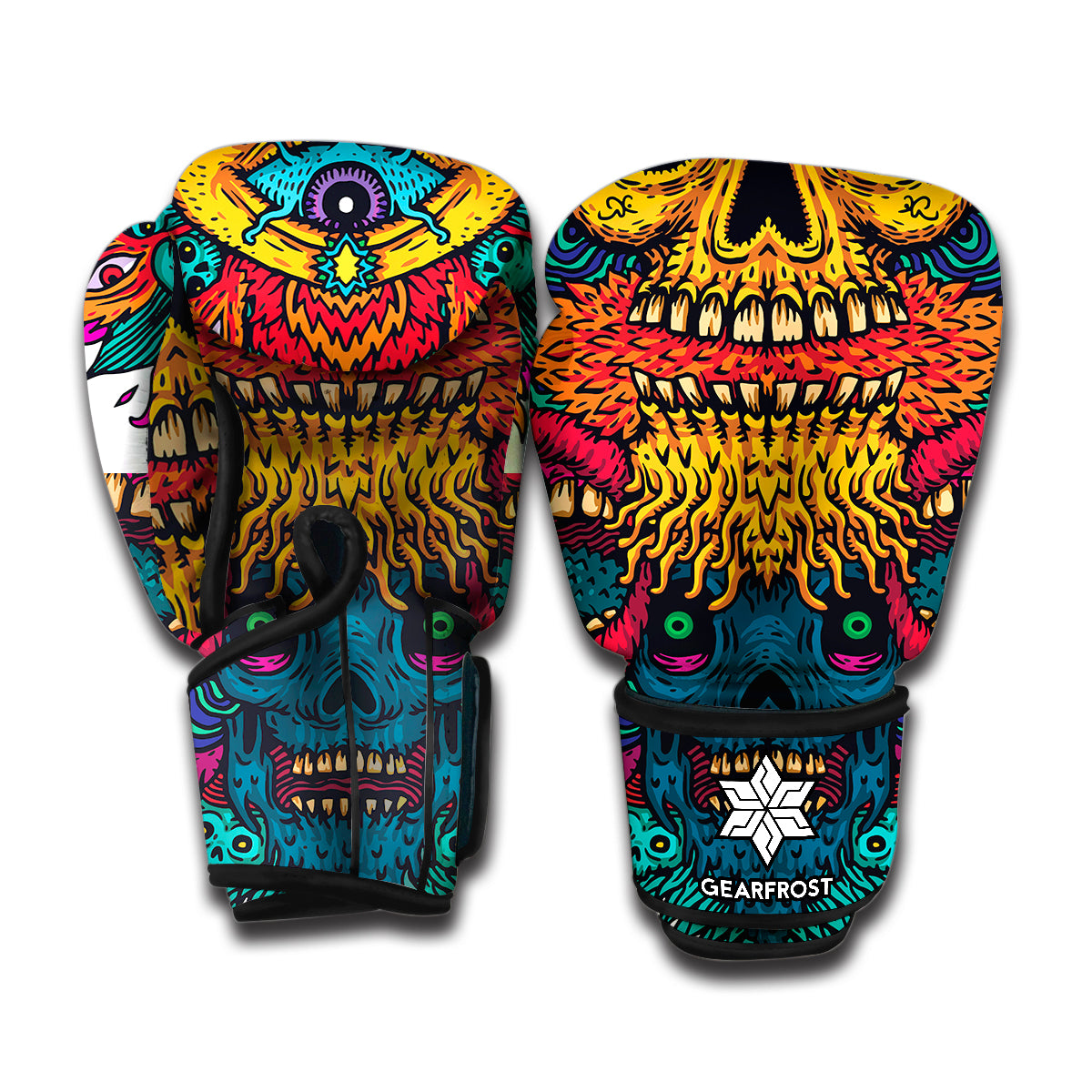 Psychedelic Skull Print Boxing Gloves