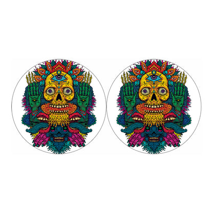 Psychedelic Skull Print Car Coasters