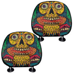 Psychedelic Skull Print Car Headrest Covers