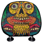 Psychedelic Skull Print Car Headrest Covers