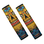 Psychedelic Skull Print Car Seat Belt Covers