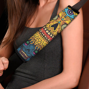 Psychedelic Skull Print Car Seat Belt Covers