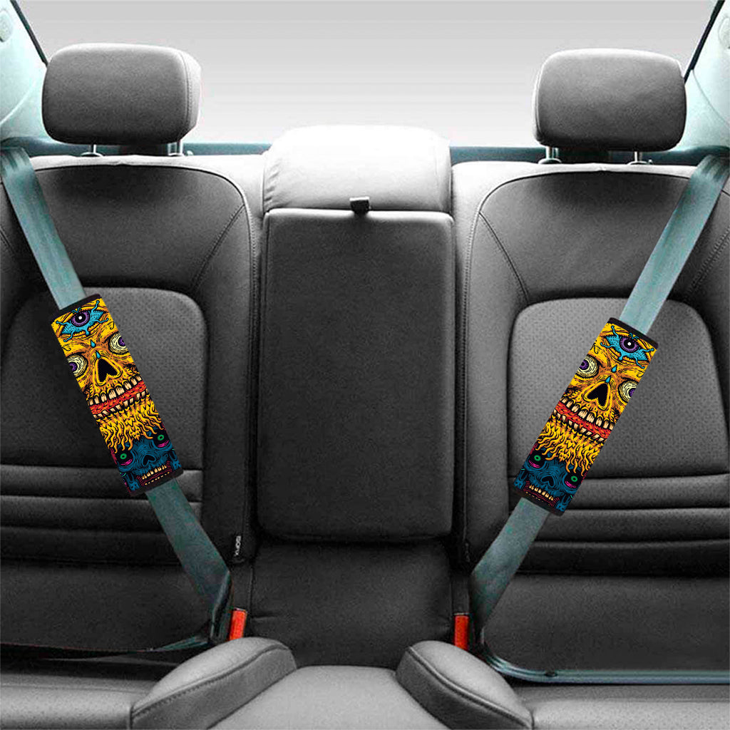 Psychedelic Skull Print Car Seat Belt Covers