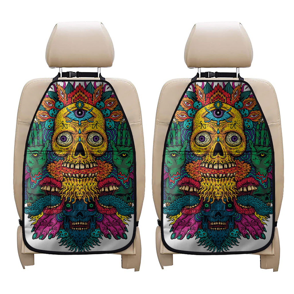 Psychedelic Skull Print Car Seat Organizers