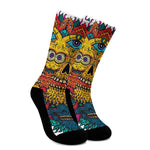 Psychedelic Skull Print Crew Socks