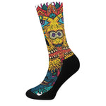 Psychedelic Skull Print Crew Socks
