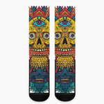 Psychedelic Skull Print Crew Socks