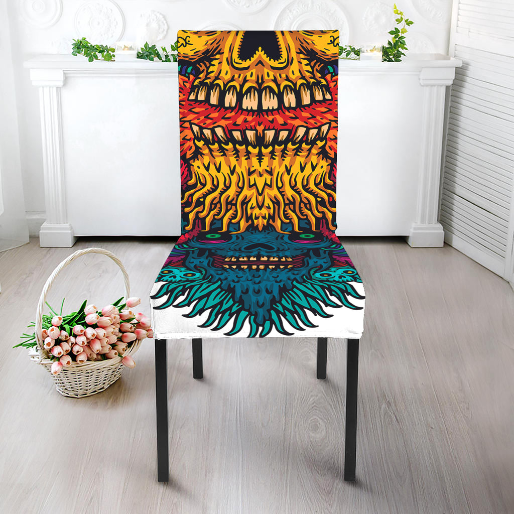 Psychedelic Skull Print Dining Chair Slipcover